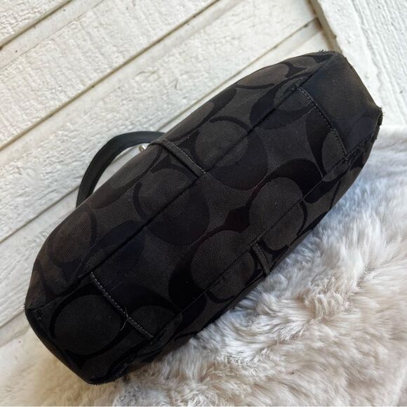 COACH Signature Black Brown Chelsea Hobo Kristin Shoulder Bag Baguette 17834 - Picture 8 of 11